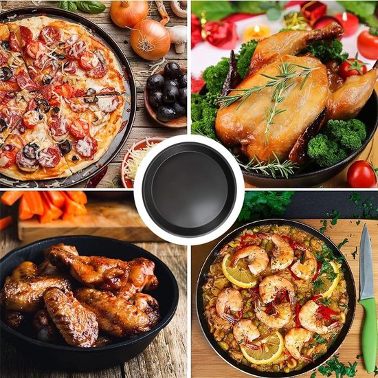 Set van 4 Ronde Pizza Platen voor Oven - 16 cm - Antiaanbaklaag — afbeelding 4
