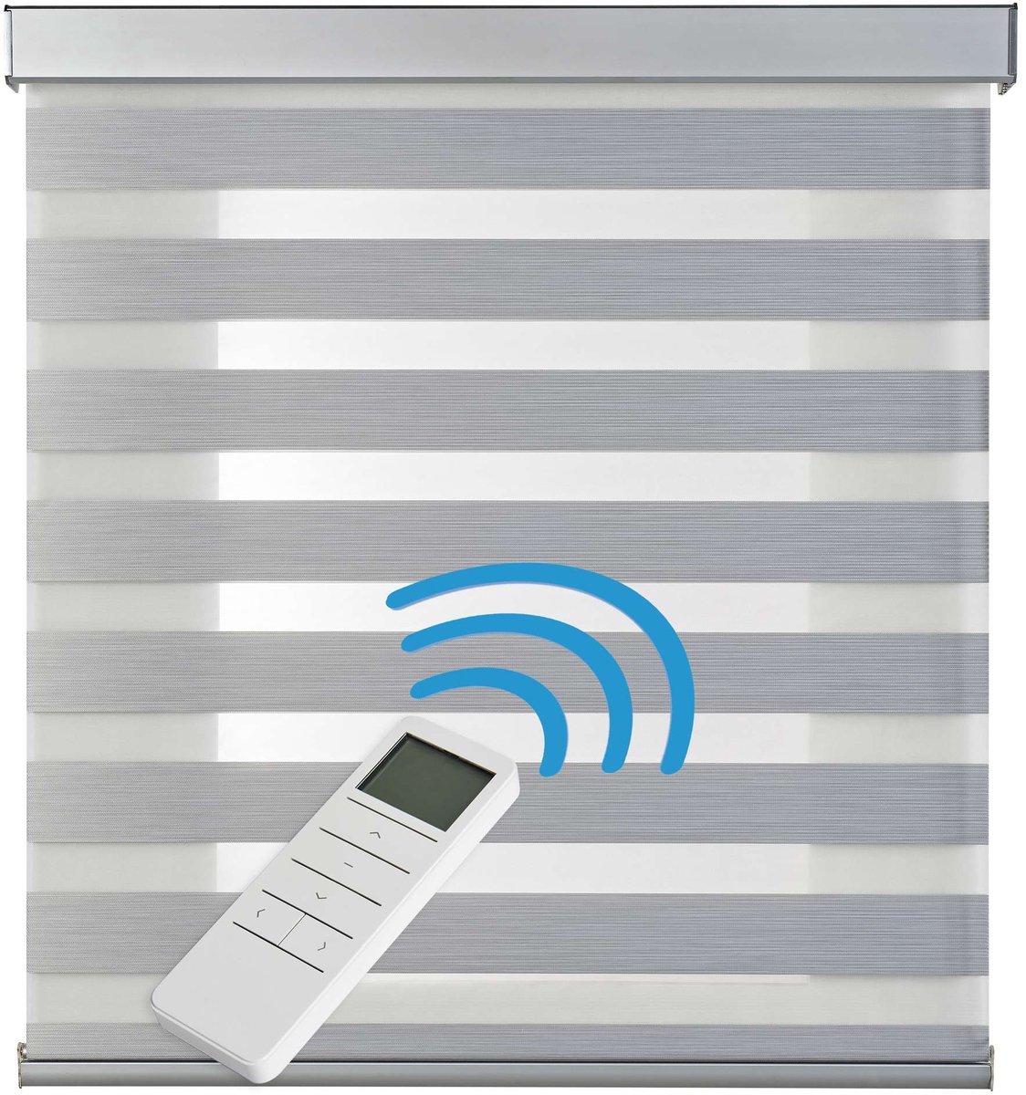 Storesdeco Motorgecontroleerd Duo rolgrodijn motor, afstandsbediening Grijs 200x250 Grey Motor