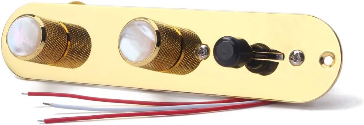 Volledig geladen bedieningsplaat Pre-Wired 3-Way Control Plate Met Kabelboom Voor Fender Tele Telecaster Elektrische Gitaar, Goud