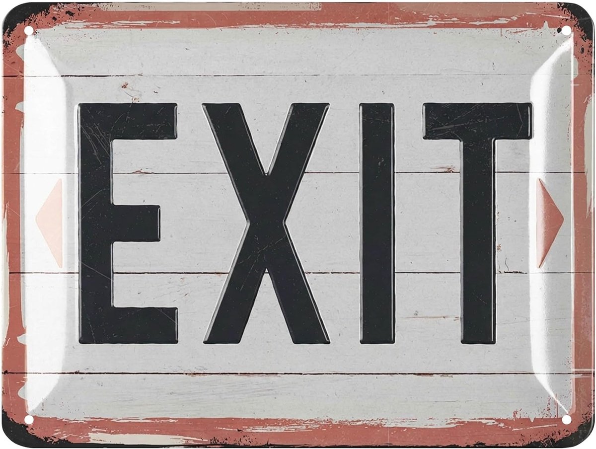Retro metalen bord Exit bord - vintage bioscoop bord partykelder