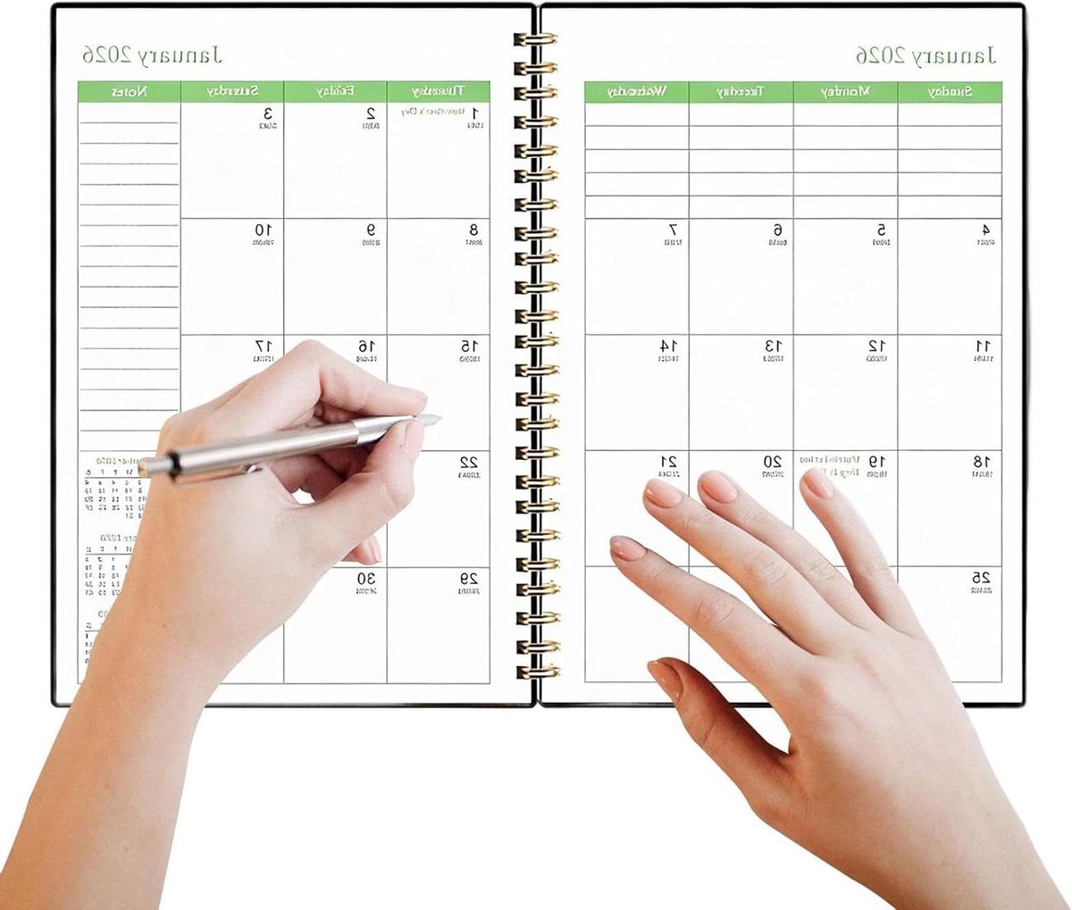 Maandplanner - Agenda Notitieboek - Planning Organiseren - Driejarige Indeling - 21.9 x 15.6 x 1.6 cm - Zwart