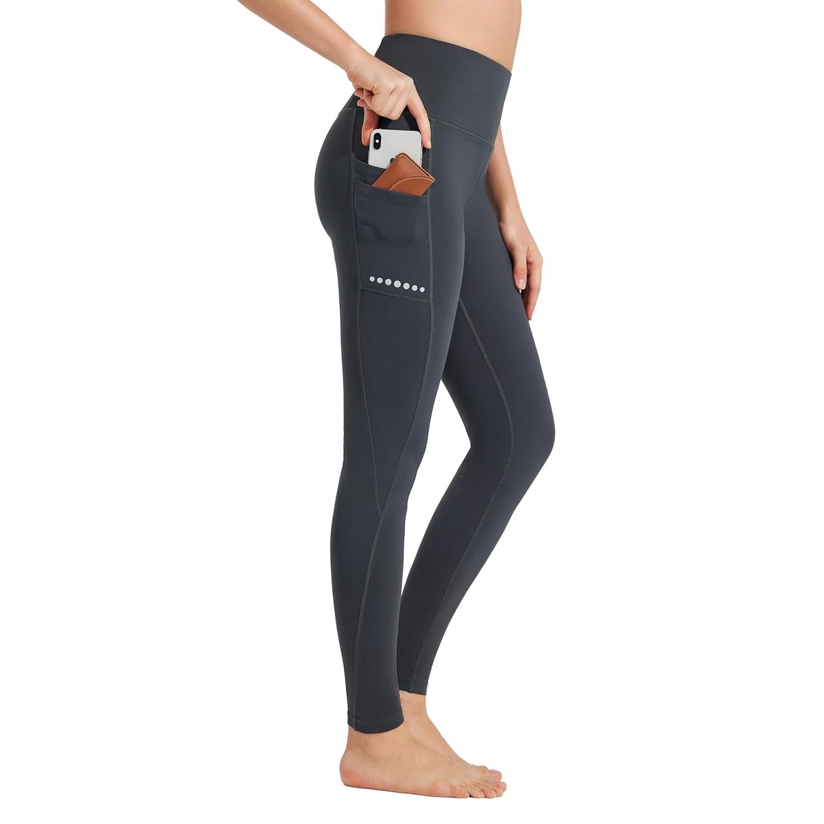 Sportlegging voor dames, met hoge taille, fleece gevoerd, waterdicht