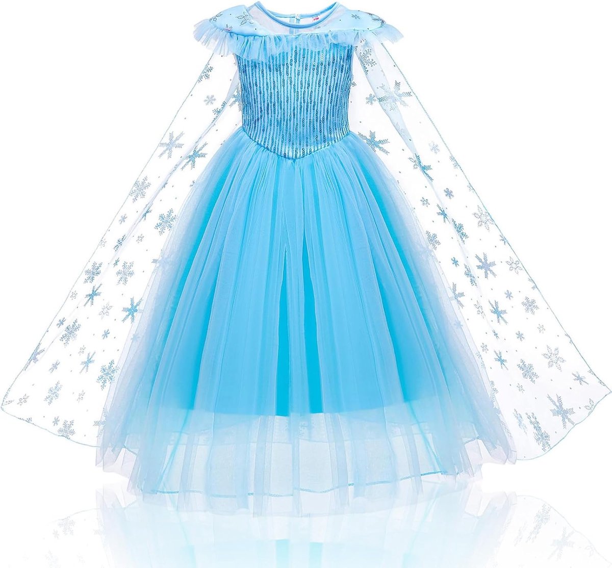 blauw prinsessenkostuum met spoorbaankroon, kostuum voor meisjes