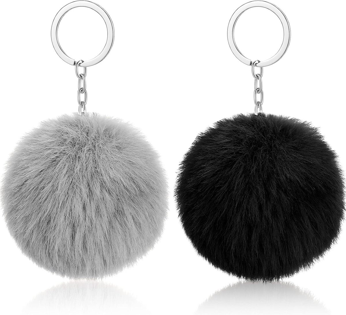 2 stuks pompons sleutelhangers pluizige faux pompons sleutelhanger