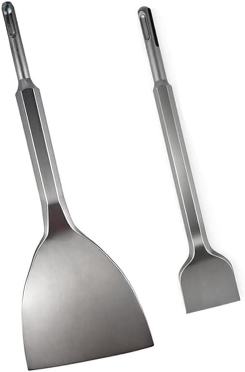 2-delige Beitelset voor Tegels en Beton - Plat en Tegelbeitel 220x40mm en 280x100mm van 40CR Chroomstaal voor Metselwerk en Natuursteen