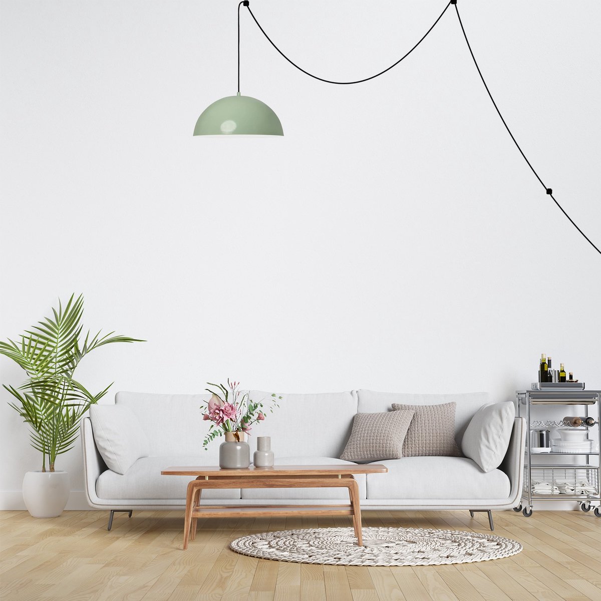 Bamyum Lipeo hanglamp, industriële Modern stijl, Ø26 cm, mintgroen metalen lamp