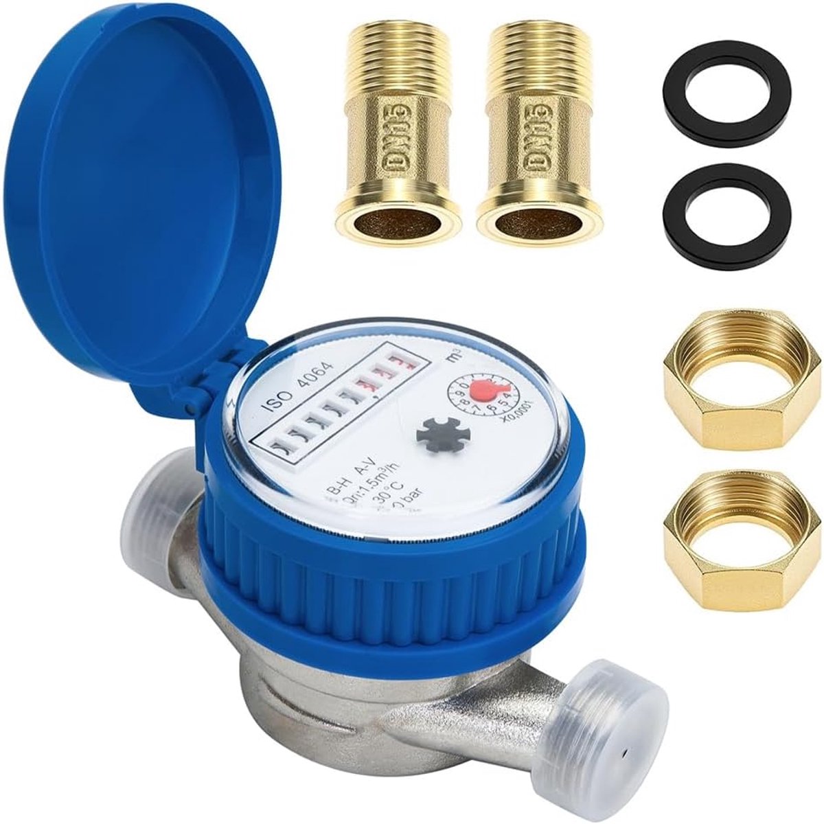 Watermeter voor in de tuin, geijkte koude waterklok 1/2 inch met