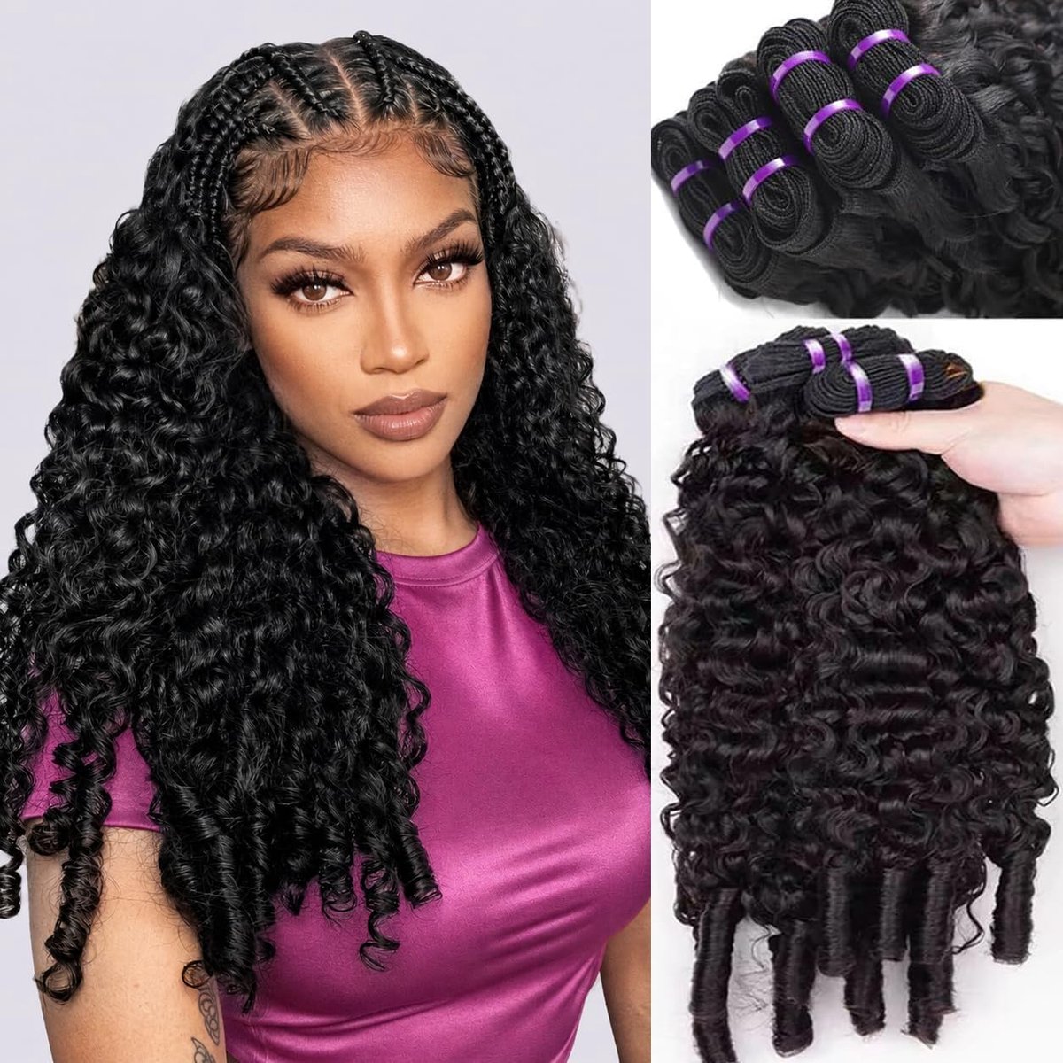 100 Virgin Human Hair Burmese Kinky Curly Bundles, Double Weft