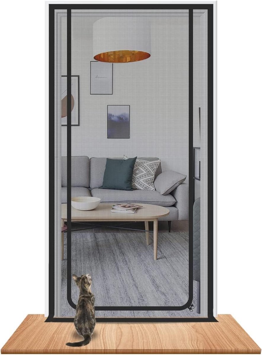 past op deurmaat 90 cm x 200 cm, robuuste hordeur voor huisdieren