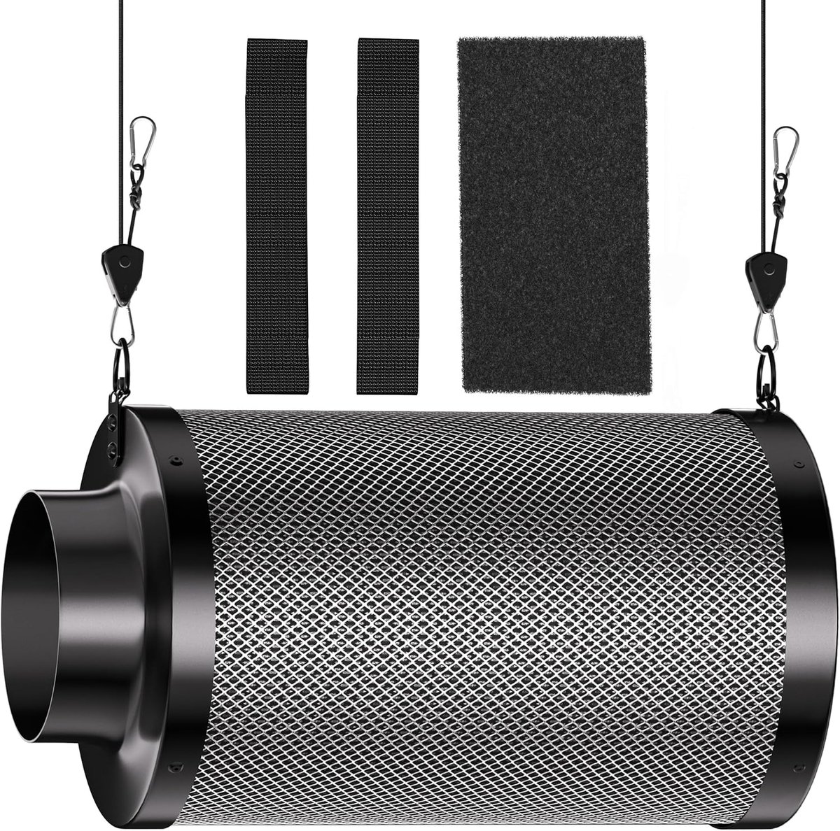 Actieve koolstoffilter, 150 mm met licht carbon, 300 mm lang, 38 mm dik houtskoolbed voor geurcontrole, geurverwijdering, luchtreiniger voor buisventilator, kweektenten, hydroculturen