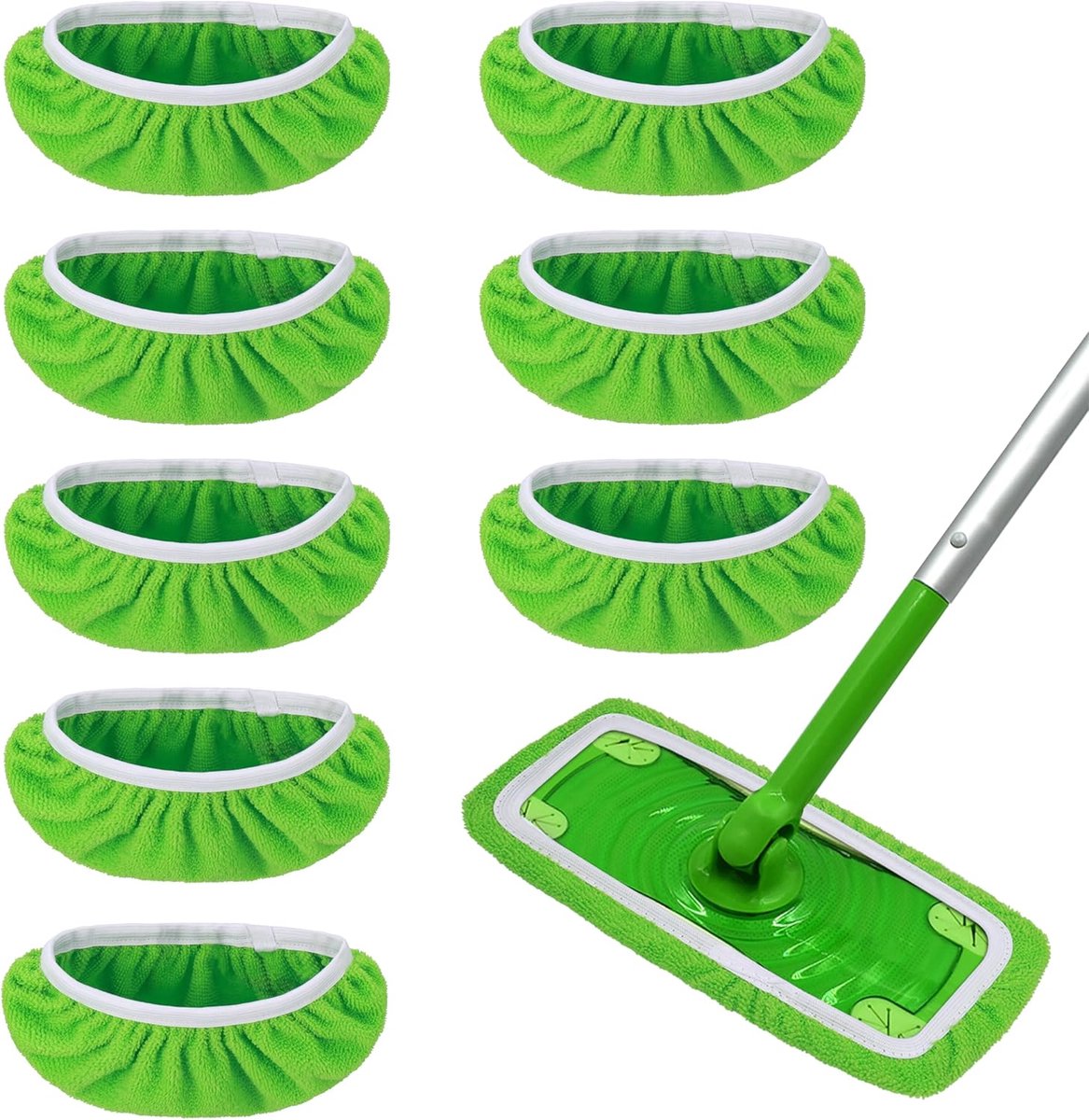 8 x Swiffer microvezeldoeken, droog- en natte doekjes | Vervangende dweilpads van microvezel, duurzaam, herbruikbaar en machinewasbaar. groen