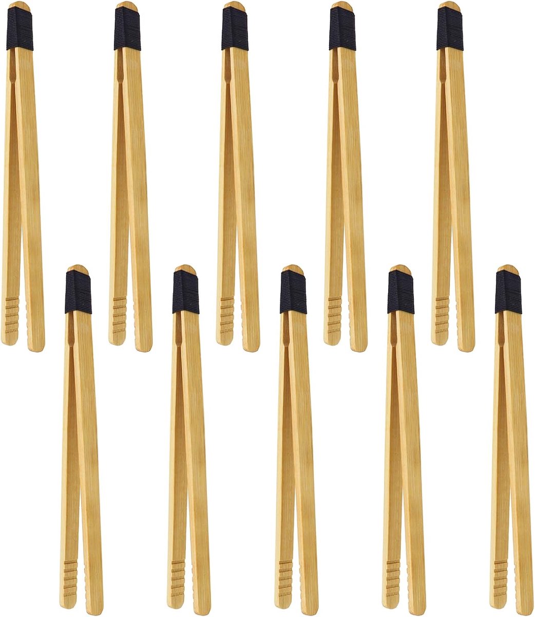 10 stuks houten tang, klein, 18 x 1,1 cm, bamboe tang met touw