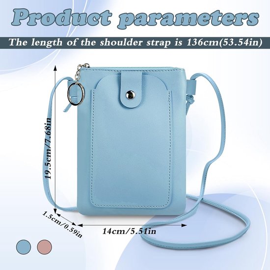 telefoon om te hangen, leren kleine schoudertas voor dames met sleutelhanger, mini-ritssluiting, mobiele telefoon, schoudertas met magnetische tas — afbeelding 3