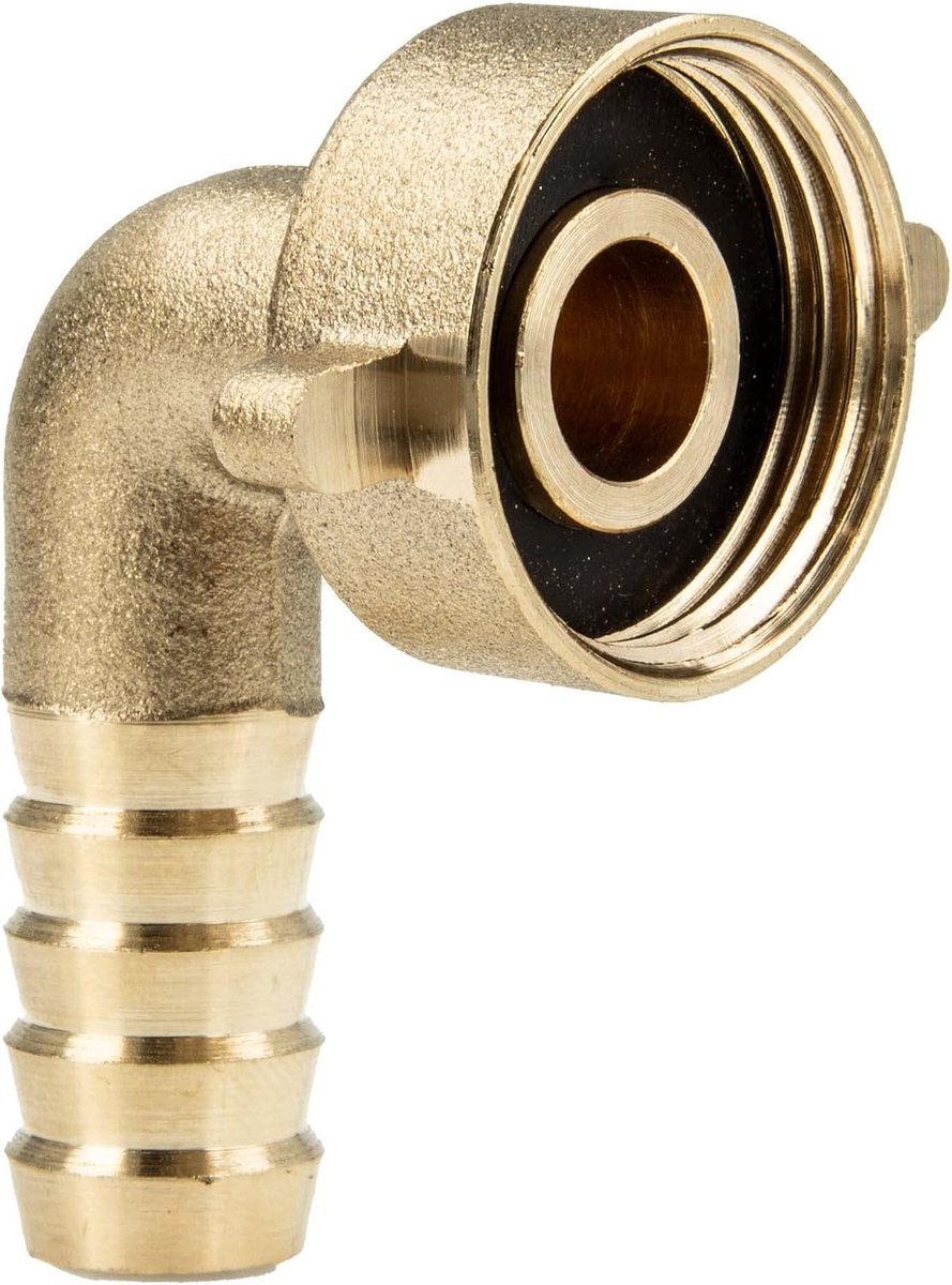 tecuro Haakse waterslangaansluiting met 3/4 wartelmoer x diameter 10 mm (3/8) mondstuk