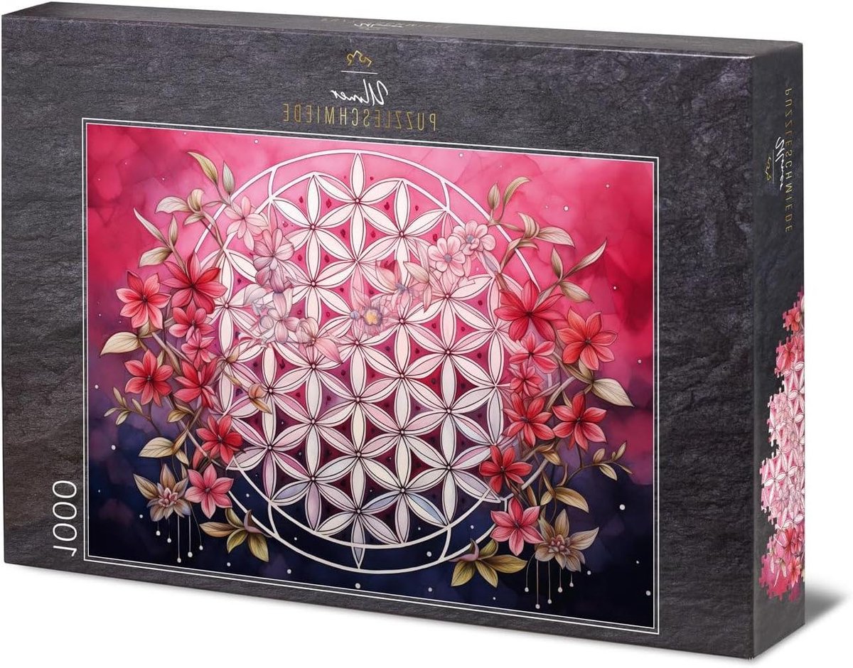 Bloem van het leven Puzzel - Mandala Puzzel - Ontspanning Creëren - Spiritueel Motief - 68 x 48 cm - Roze
