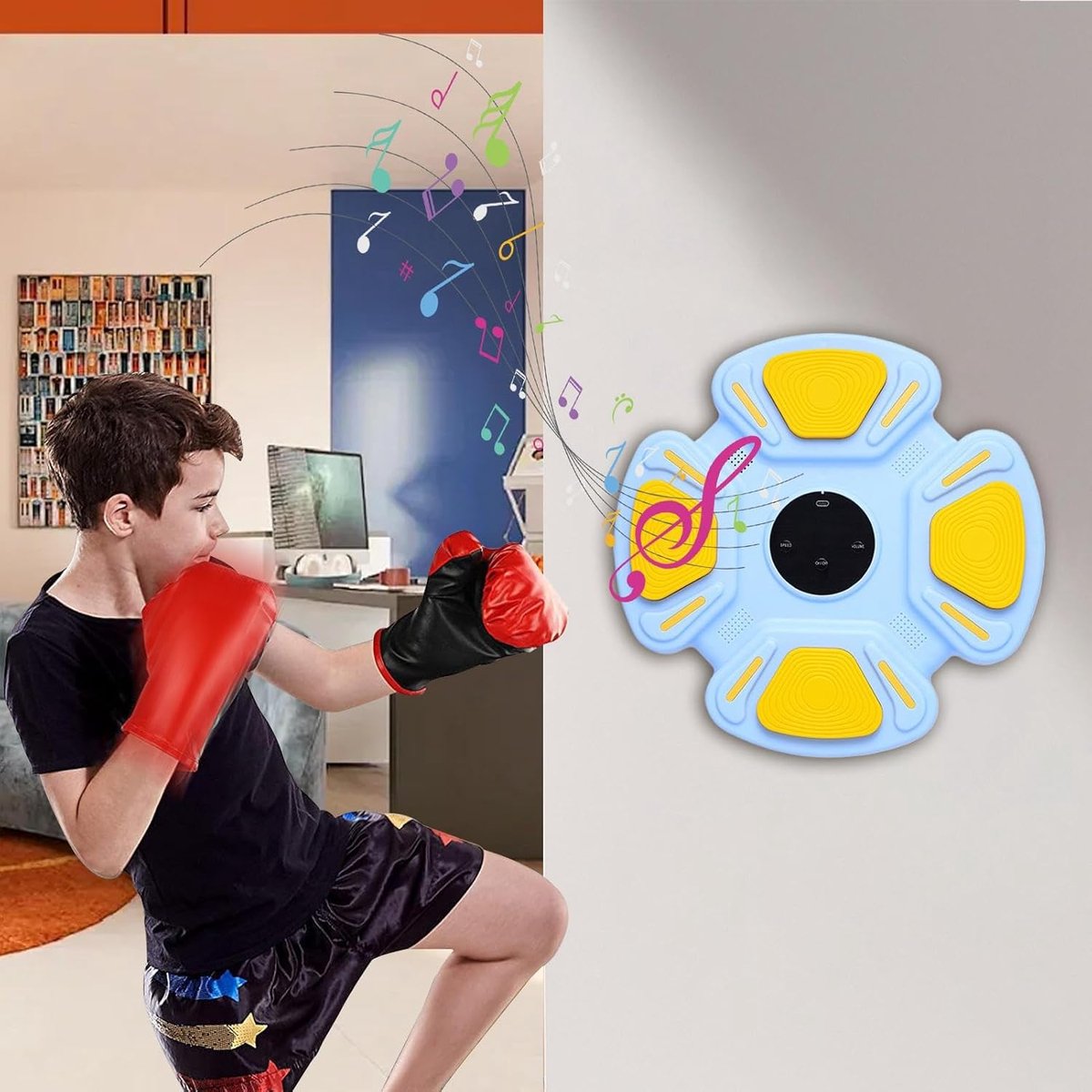 Boksmuziektrainer - Ponsmuur Interactief - Thuis Workout - Slimme Verlichting - 30 x 30 cm - Blauw