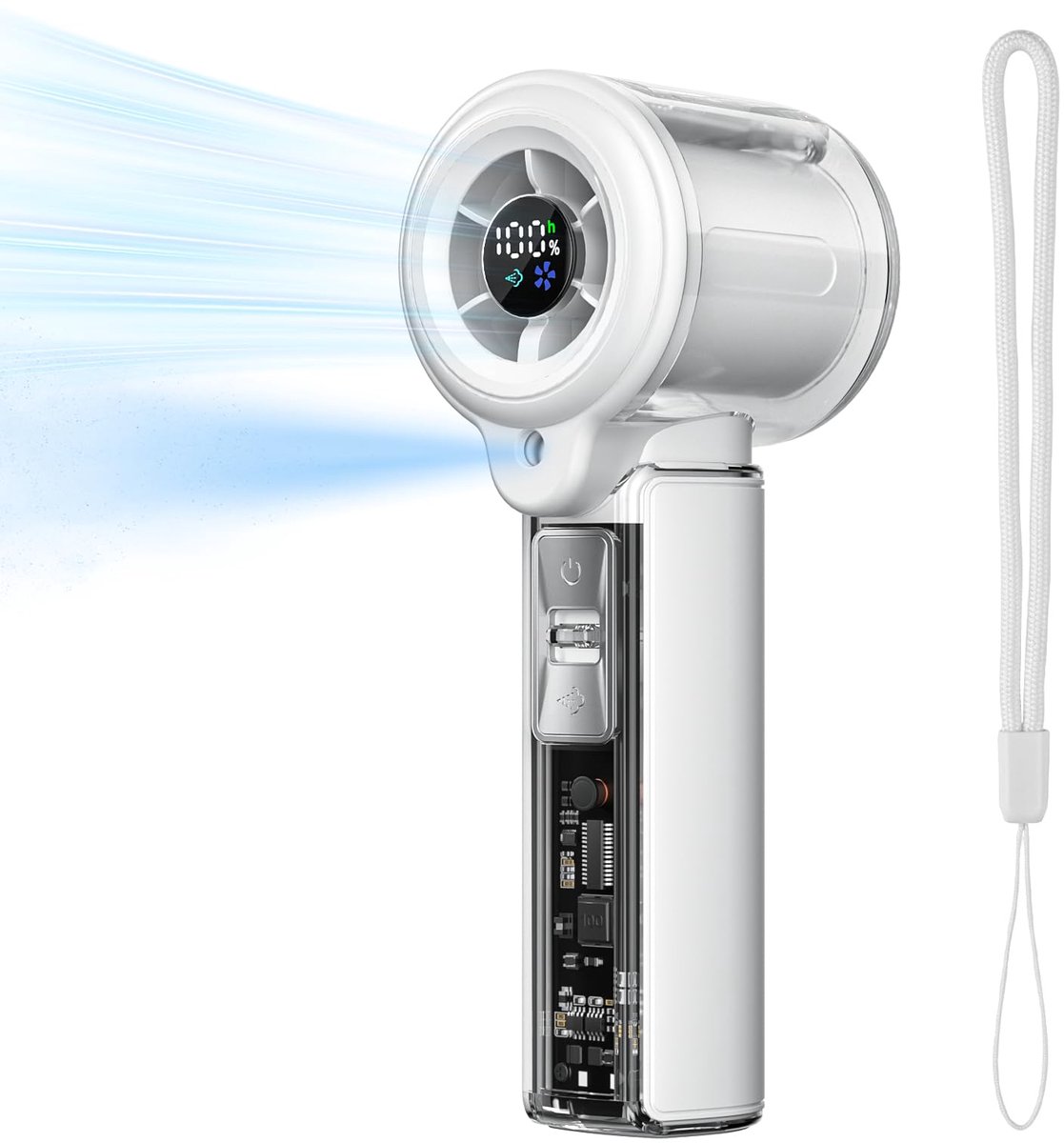 SnelShoppen - Draagbare Vernevelingsventilator, Oplaadbare USB-C Buitenventilator, Mini Mobiele Airconditioner met LED-display voor Kamperen, Kantoor,
