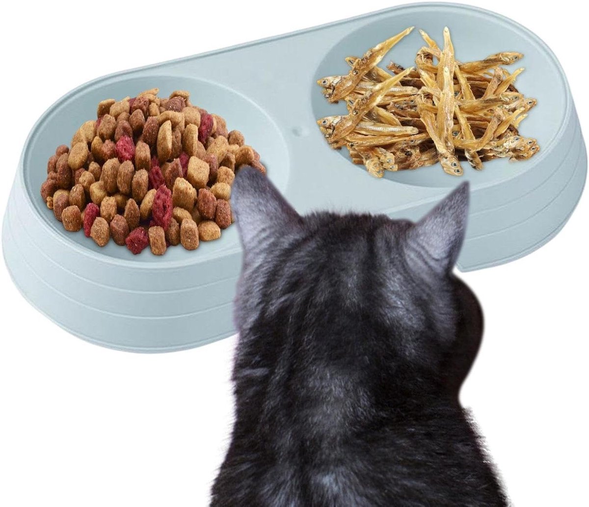 Voederstation Honden - Hondenbak Dubbel - Huisdieren Voeren - Verhoogd Nek Comfort - 23 cm - Blauw