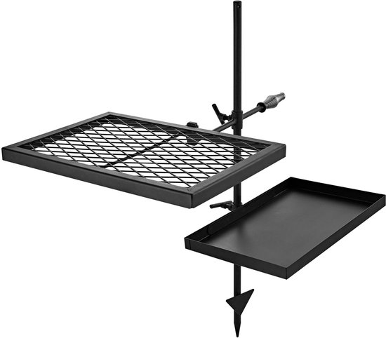 VEVOR draaibare kampvuurgrill met grillrooster en bakplaat van koolstofstaal, 360° in hoogte verstelbare draaibare grill met grillstandaard, roterende buitengrill voor open vuur, kamperen en tuinieren van VEVOR — afbeelding 2
