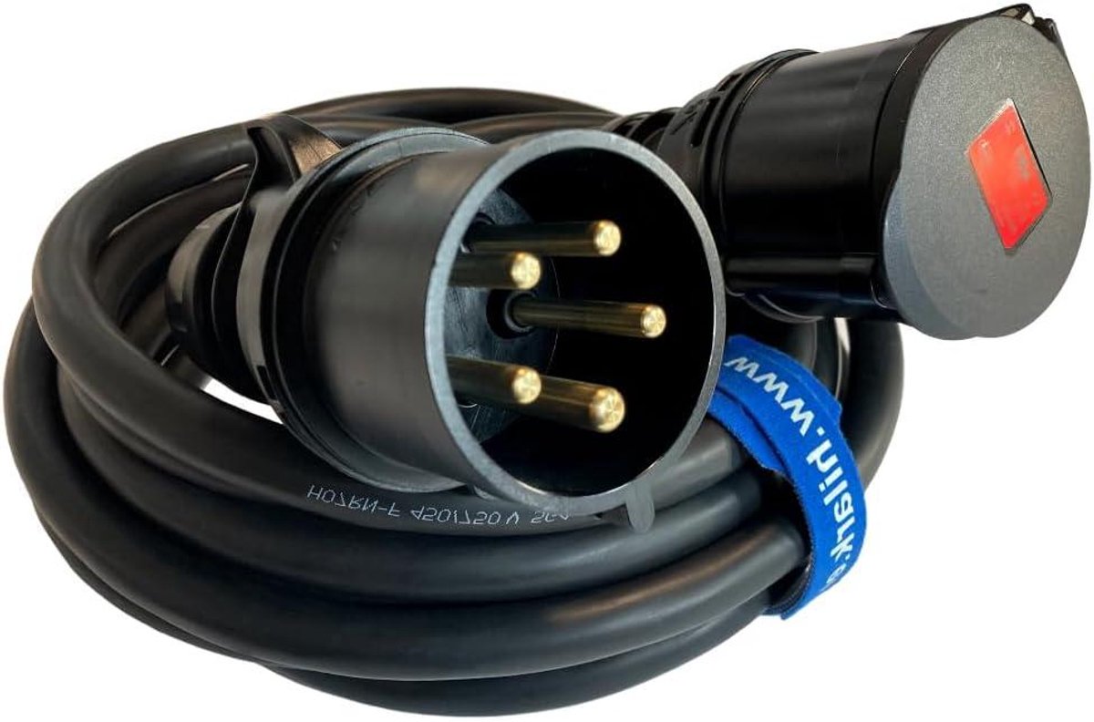 Verlengsnoer Rubber Kabel - Stroomkabel Adapter - Industrieel Gebruik - H07RN-F 5x4 mm² - 20 meter - Zwart