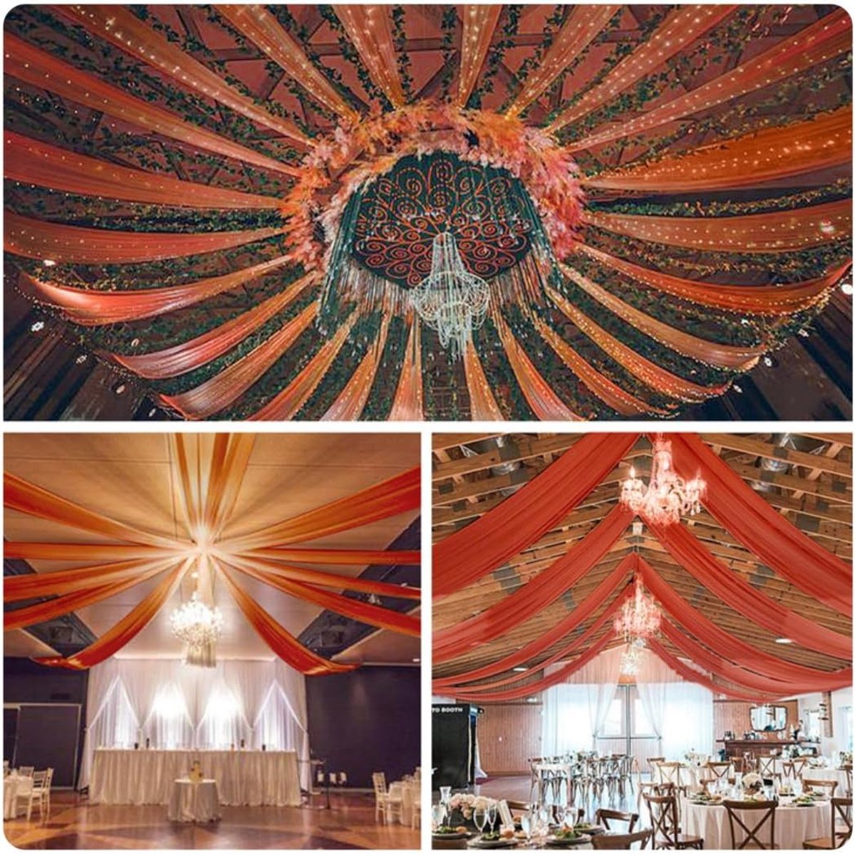 SnelShoppen - Trouwdecoratie Ceiling Curtains, Tulle Drapery Stof voor Bruiloften, Achtergrond Gordijn, 150 cm Caramel, Perfect voor Feesten en Ceremo