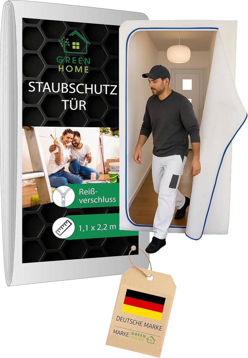 SnelShoppen - Non-woven stof met rits - stofbescherming voor renovaties, gemaakt van stofdicht polypropyleen fleece (PP) - Set 1 zonder plakband