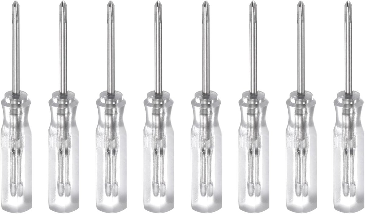 SnelShoppen - 8 Mini Schroevendraaiers Phillips PH0 1.5mm Magnetisch voor Kleine Huishoudelijke Apparaten - Transparant, Lichtgewicht, Duurzaam