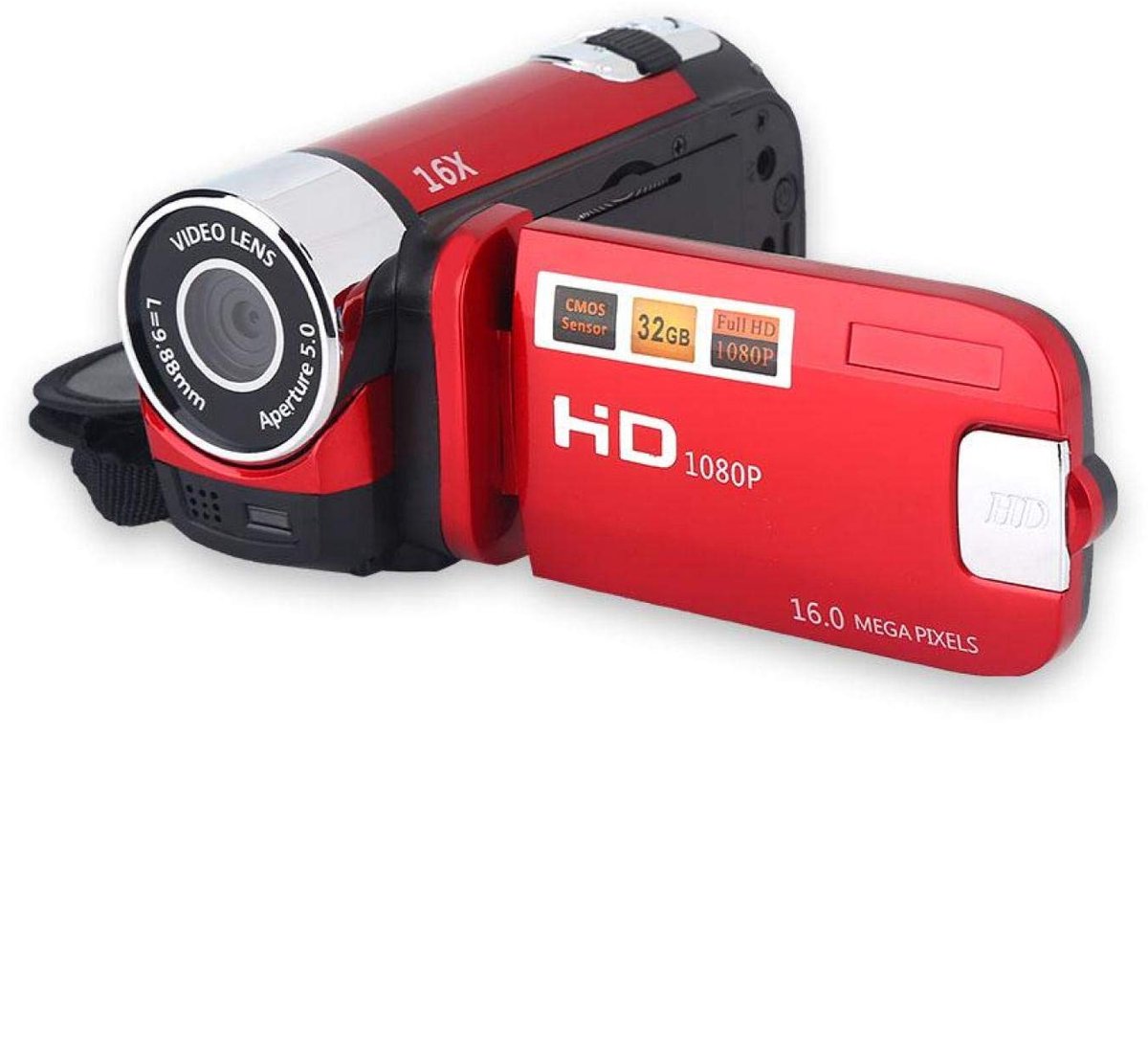 SnelShoppen - Handheld videocamera 1080p FHD met 16x digitale zoom, draagbare DV digitale camera met COMS sensor, ingebouwde luidspreker en 270° draai
