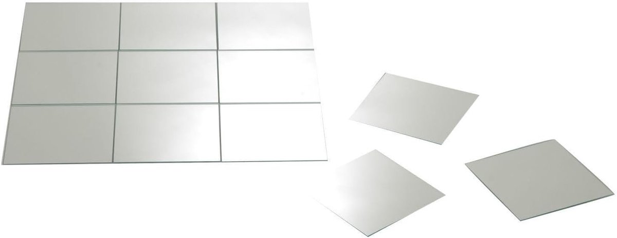 Zelfklevende Wandspiegel Tegels - Set van 12 - 15x15cm - Glas - Voor Moderne Muurdecoratie