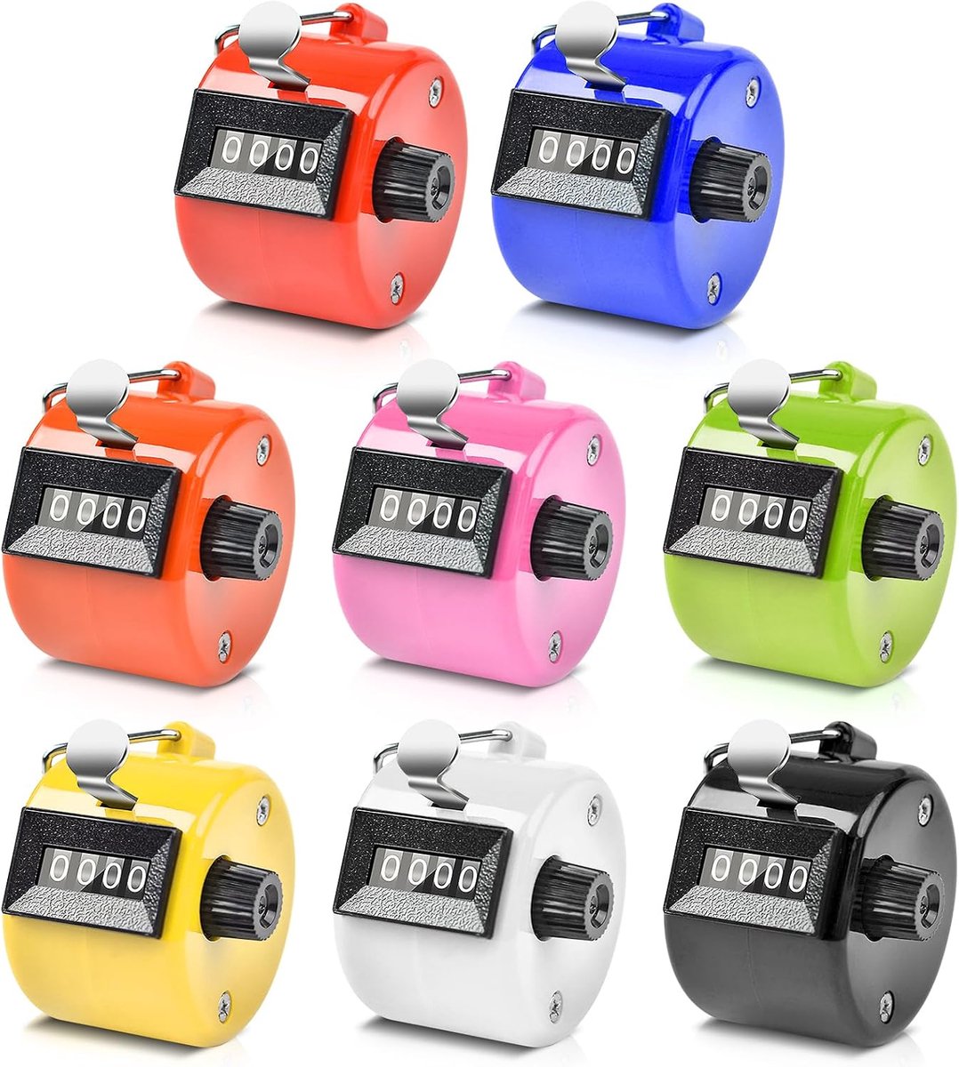 Teller, 8 stuks Mechanische Handteller, Klikteller, 4-cijferige Teller, Kleurrijke Handteller Teller, Klikteller Stappenteller voor Personenteller Breien Mensen School Training