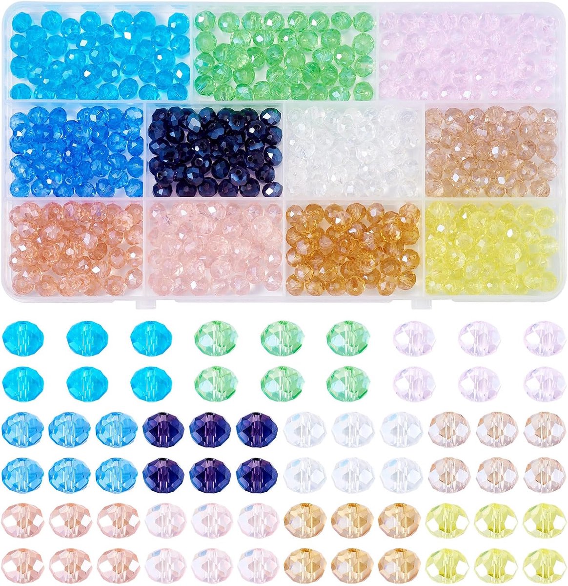 330Pcs 11 Kleuren Galvaniseren Glas Kralen 8x6mm Parel Glans Plated