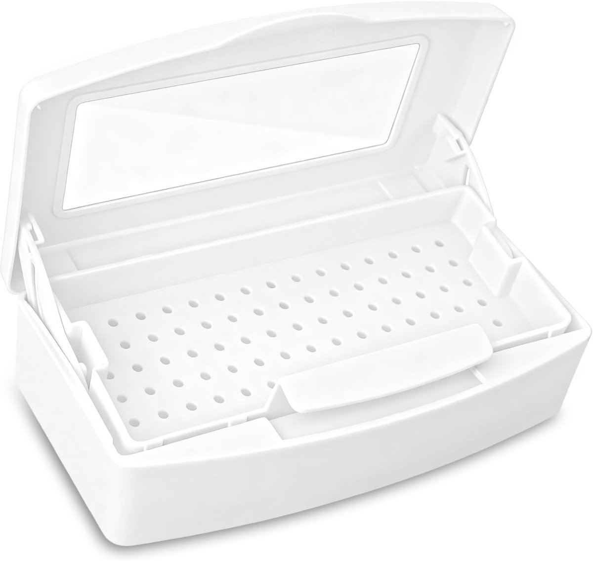nagelgereedschap, sterilisatiebox met uitneembare zeef en deksel