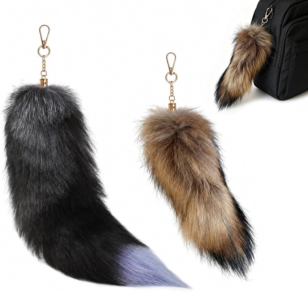 2 Stuks Therian Tail Sleutelhangers, Meerkleurige Therian Staart van
