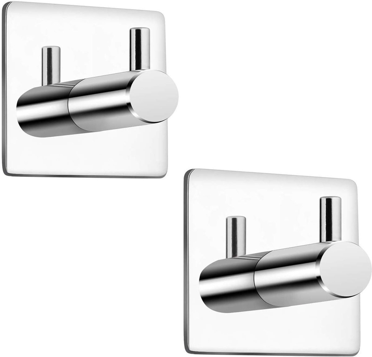 Twee RVS Handdoekhaken zonder Boren, Zelfklevende Wandhaken voor Badkamer en Keuken, Ideaal voor Handdoeken, Sleutels en Kleding