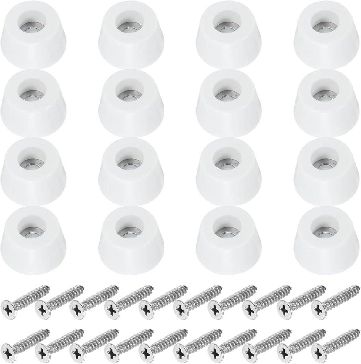 Rubberen voetjes, set van 20 stuks, 1,9 x 0,8 cm, antislip snijplankvoeten met sluitring en witte roestvrijstalen schroeven voor keukenapparaten en meubels