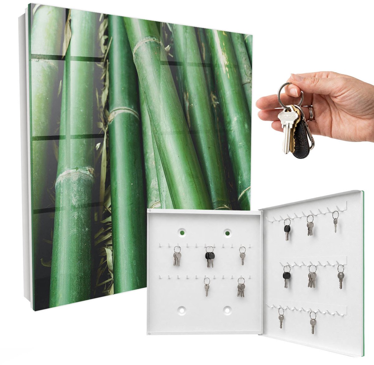 WallMuralia - Sleutelkast - 30x30x5 cm - met 50 haken - Greenpeace Sleutelkastje Design - Groente Sleutelbox - Rechtsopenend - Wit interieur