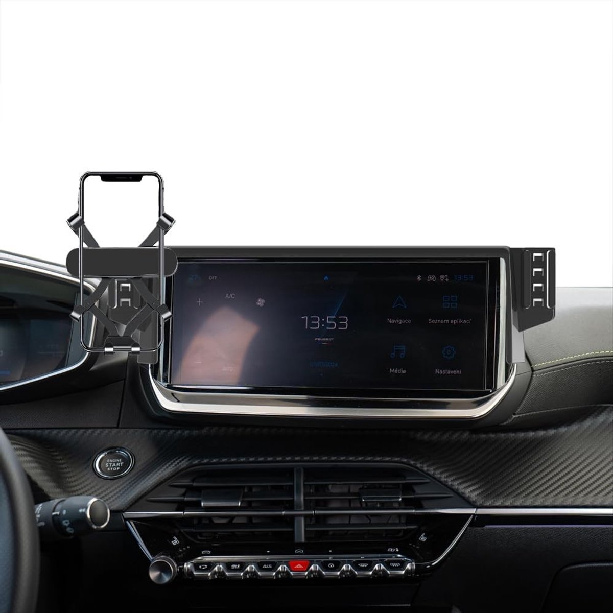 Mobiele telefoonhouder voor Peugeot 208 en 2008 (2023-2025) - Autoaccessoire voor navigatie en handsfree bellen