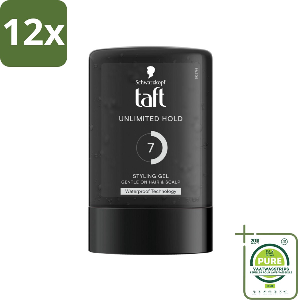 Taft - Unlimited Hold 7 - Styling Gel - Onbegrensde hold - 300 ml - Voordeelverpakking - 12 stuks - Haargel - Taft