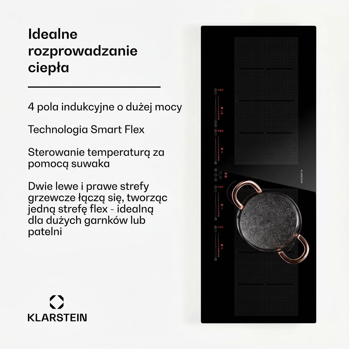 SnelShoppen - Keramische kookplaat elektrisch fornuis 4 zones met combineerbare zones, 7200W inductie kookplaat, Touch Control, moderne Slide Design v