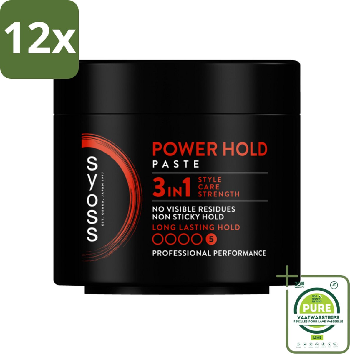 SYOSS - Power hold 150 ml - Haarpaste - Sterke Fixatie - 150ml - Voordeelverpakking - 12 stuks - Haarpasta - Stylingproduct