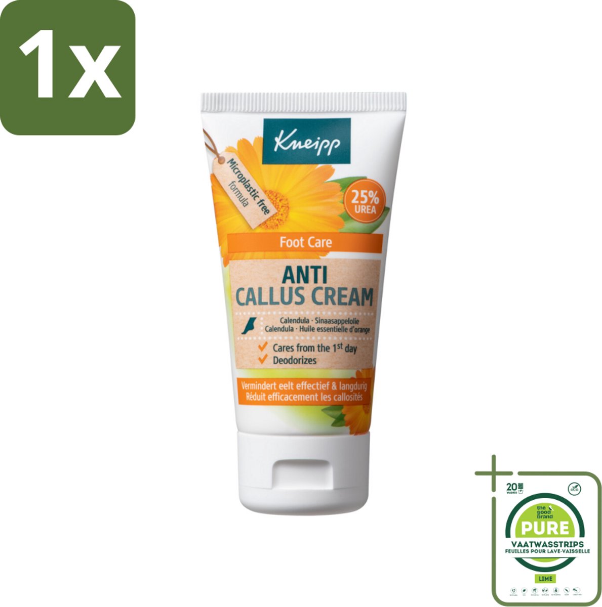 1 x Kneipp - Eeltcrème - Calendula - 25 % ureum - Voor zachte & soepele voeten - 50 ml - Eeltcrème - Eelt - Ruwe Voeten - Gebarsten Hielen - Voetzorg
