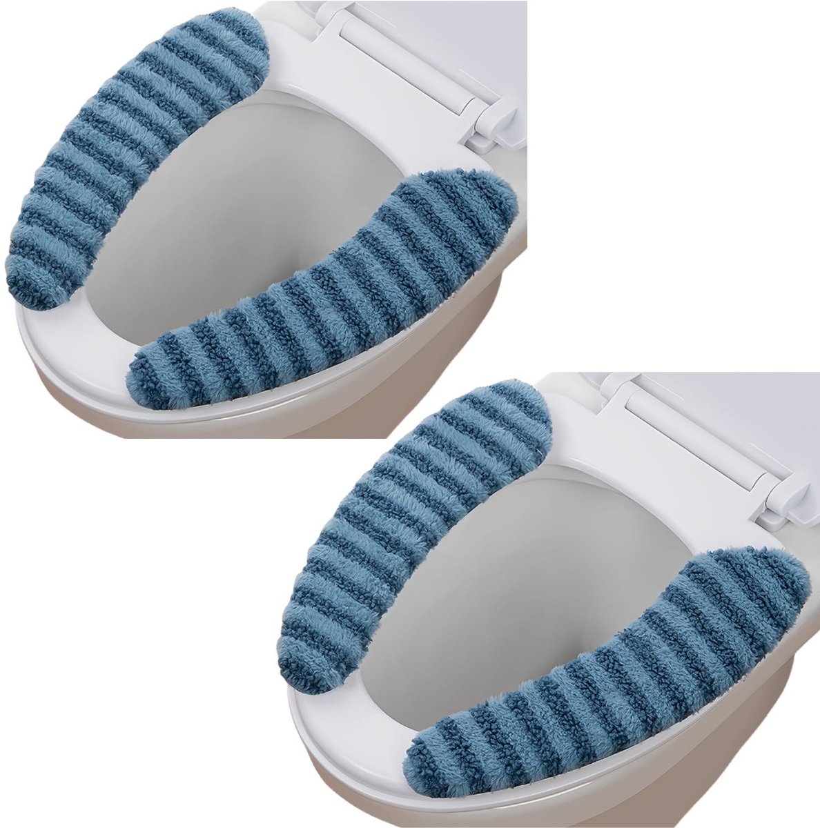 Omgoods - 2 Pairs Plush Warm Toilet Seat Cover Mat - Wasbare Zachte Wc Kussen
