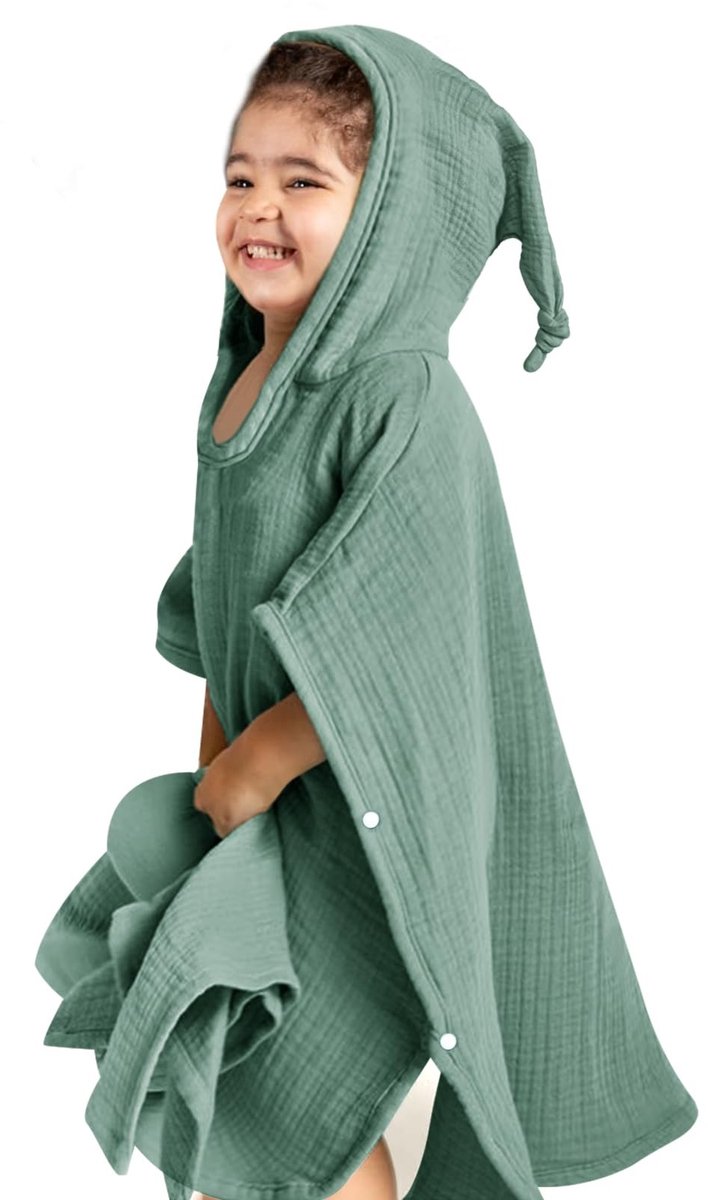 Omgoods - Kinder Poncho Badhanddoek van 100% Muslin Katoen