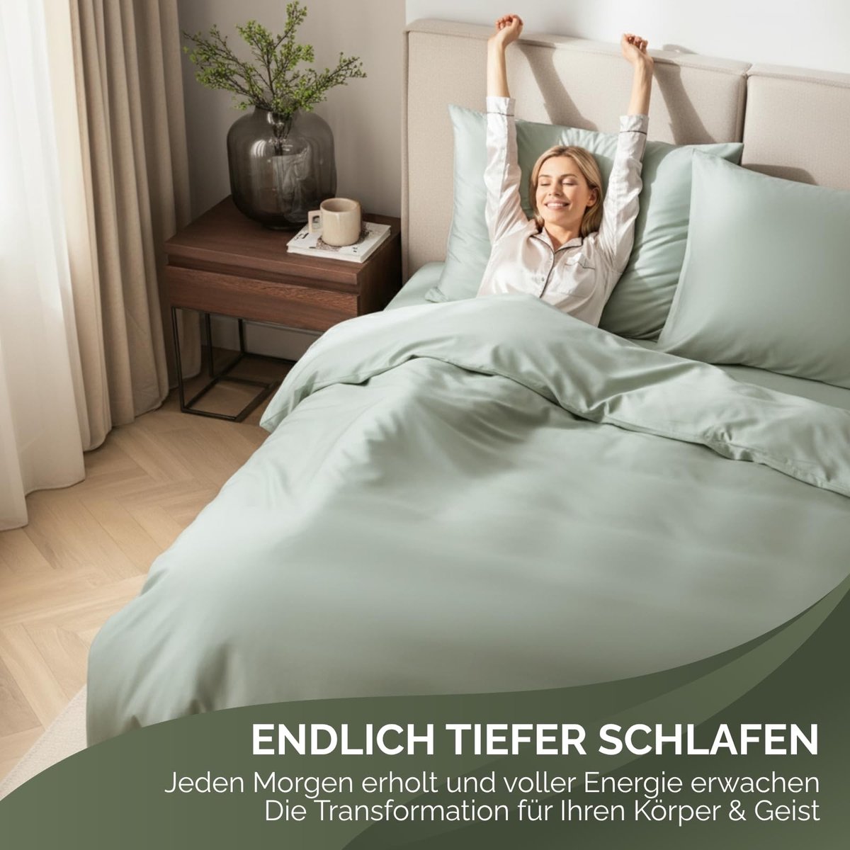 Omgoods - Fitted Sheet 100% Katoen Mint Groen 180 x 200 cm