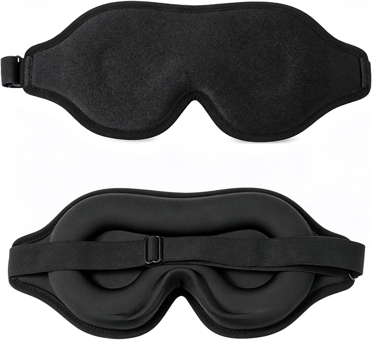 Slaapmasker, nachtmasker, 3D-profiel, ondoorzichtig, voor mannen en vrouwen, comfortabel slaapmasker, oogbescherming om te slapen zonder druk, verstelbaar elastiek, ondoorzichtig, zwart