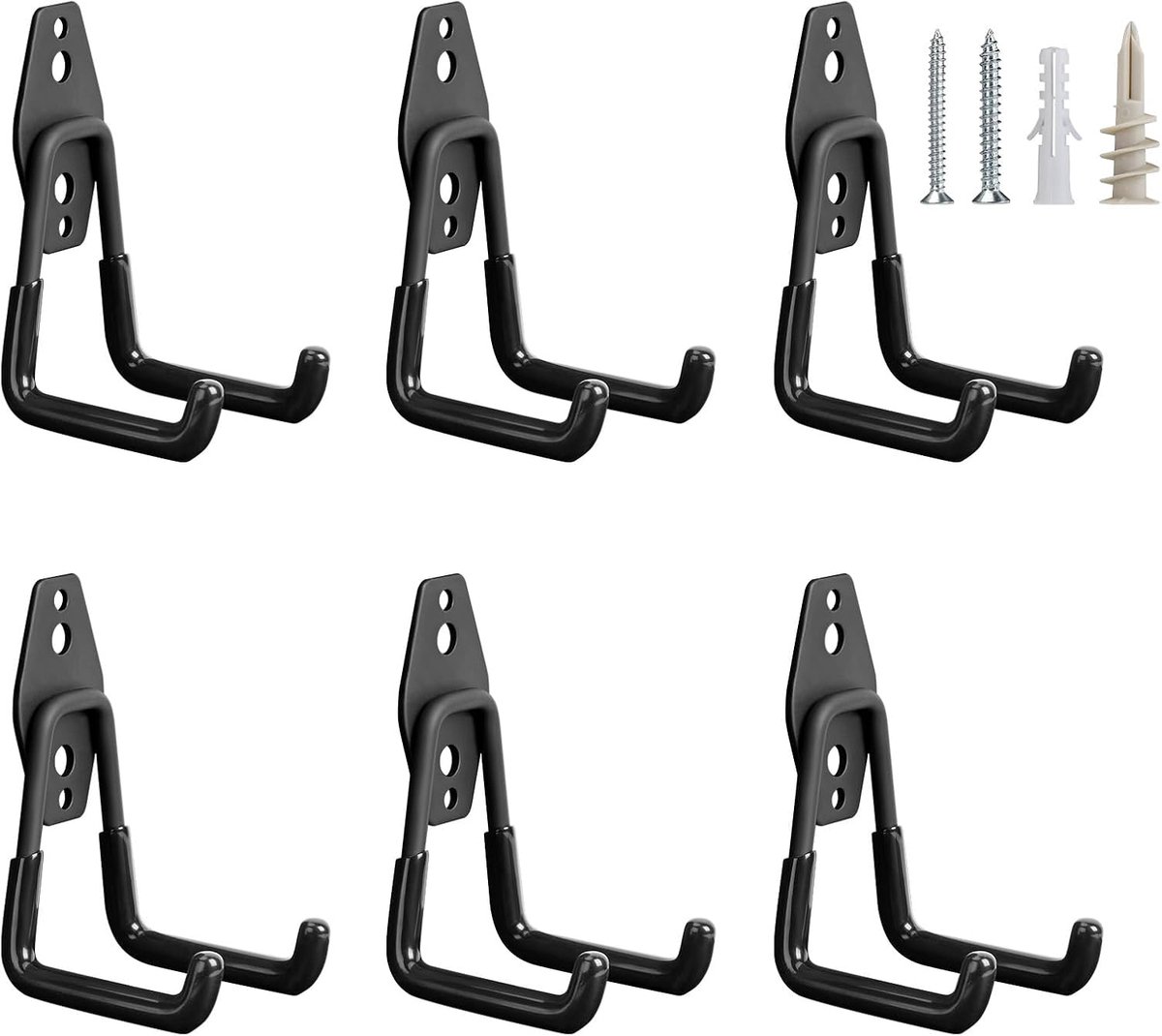 Haken Slatwall accessoires garagehaken U-vorm garage haken met 2 opbergriemen hangers voor skiuitrusting, tuingereedschap, stoelen, bezem