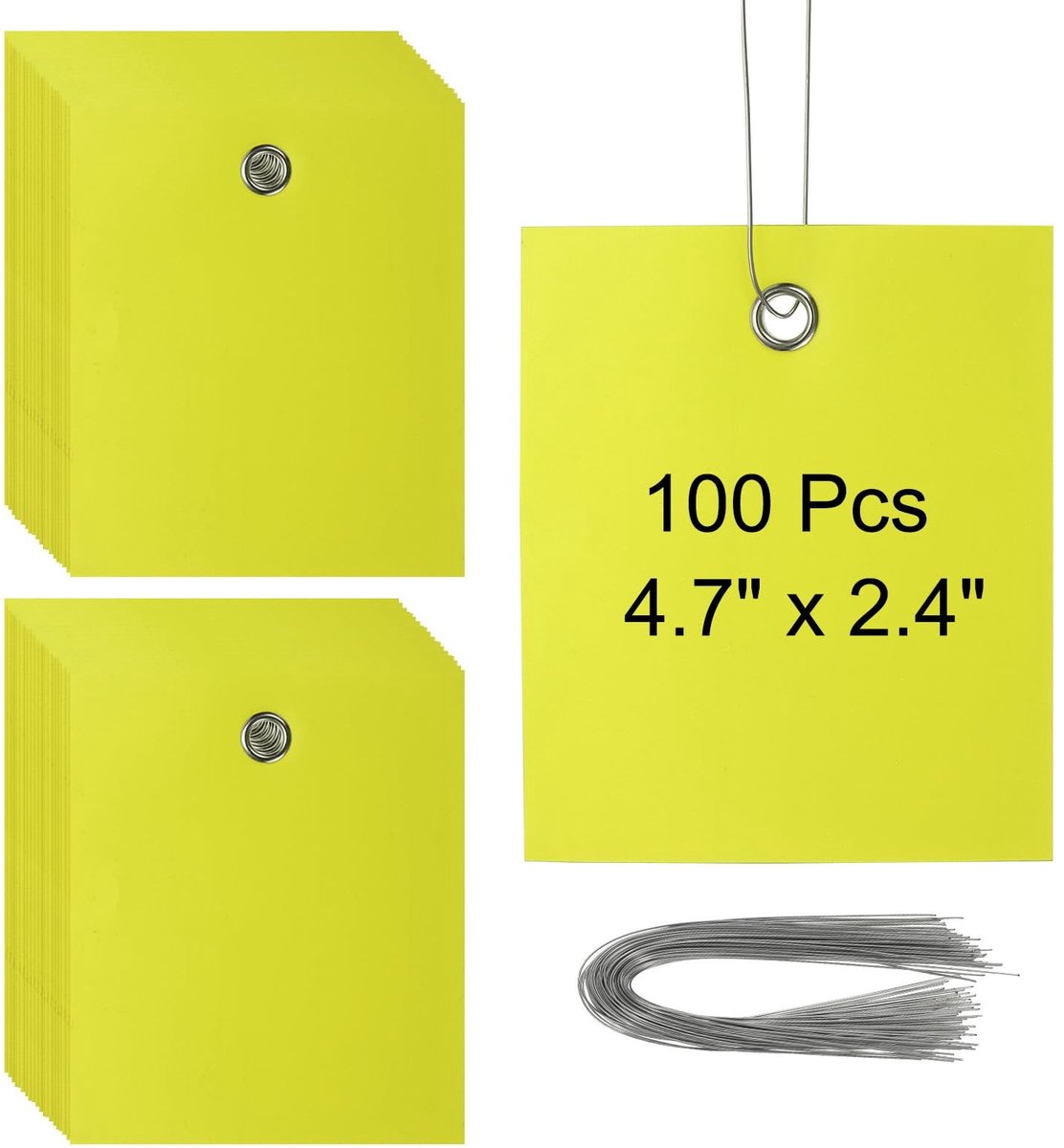 Omgoods - 100PCS Gele Plastic Verzending Labels met Draad - Waterproof Hangtags voor Auto Onderdelen en Bagage