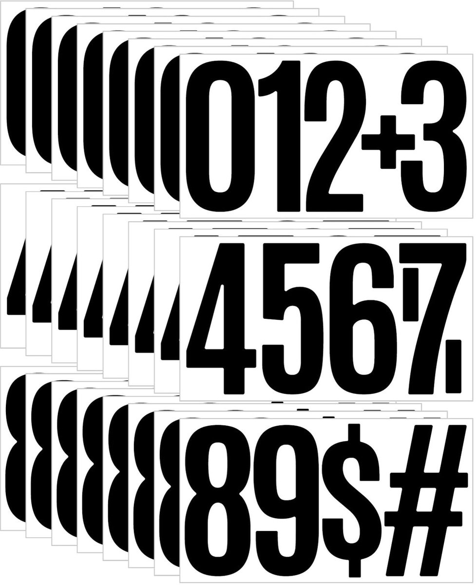 Omgoods - Set van 8 Vinyl Nummerstickers van 15 cm - Zwart voor Huisnummer en Mailbox