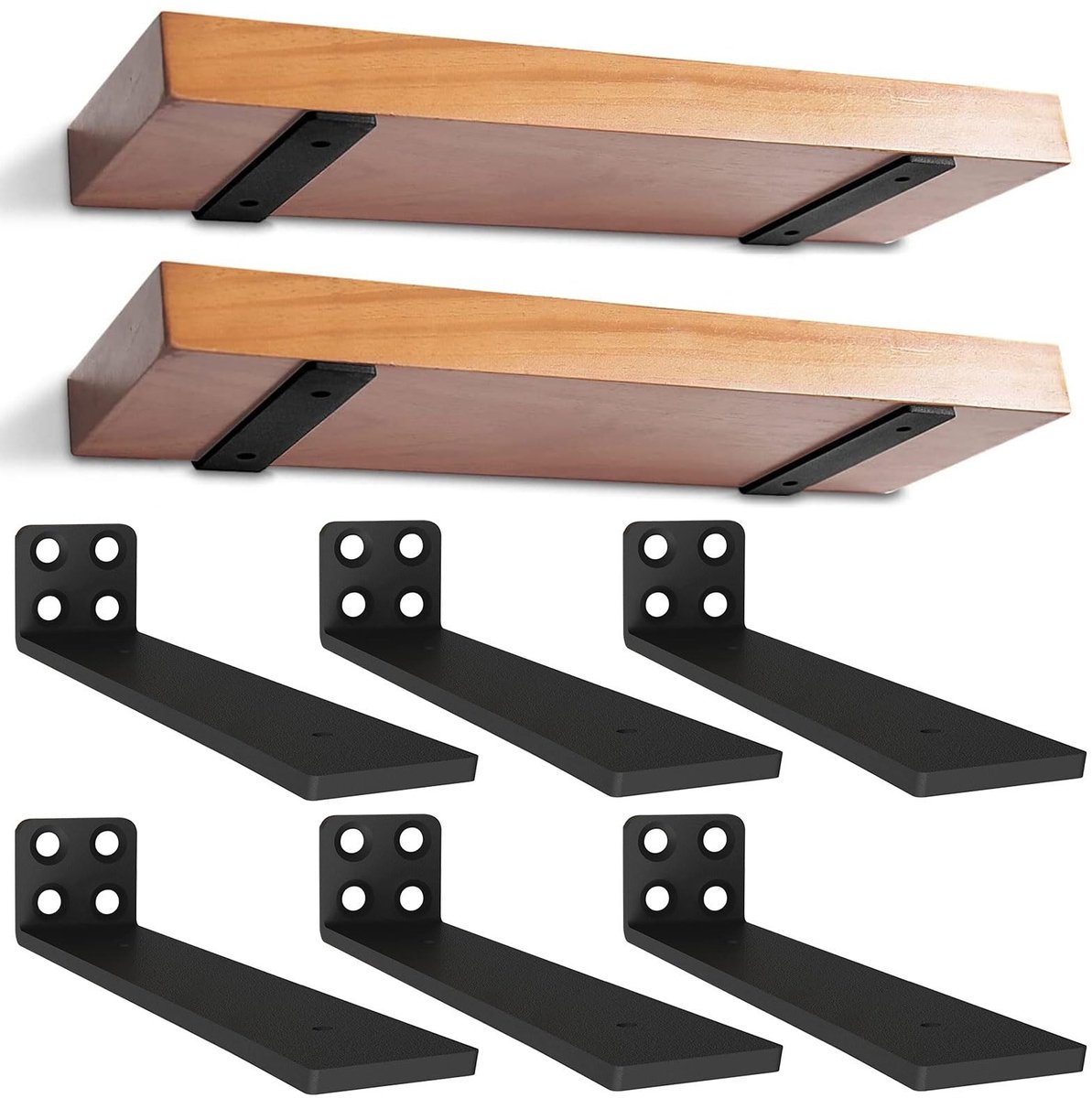 Omgoods - Heavy Duty Plankdragers 30cm - 6 Stuks Zwarte Wandmontage Steunen