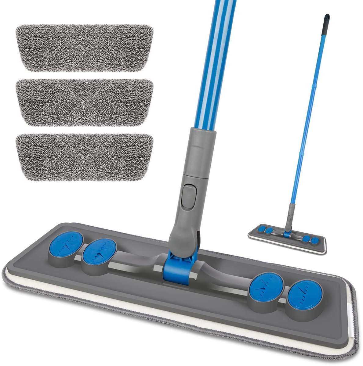 Omgoods - Microfiber Vloermop voor Laminaat, Houten en Tegelvloeren met 3 Wasbare Doeken